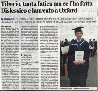 Tiberio Pitassi, 24 anni: dalla diagnosi di dislessia alla laurea ad Oxford